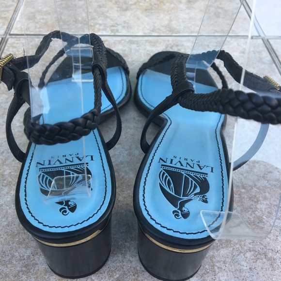 Lanvin Paris black braided sandals 38.5 - Picture 10 of 15